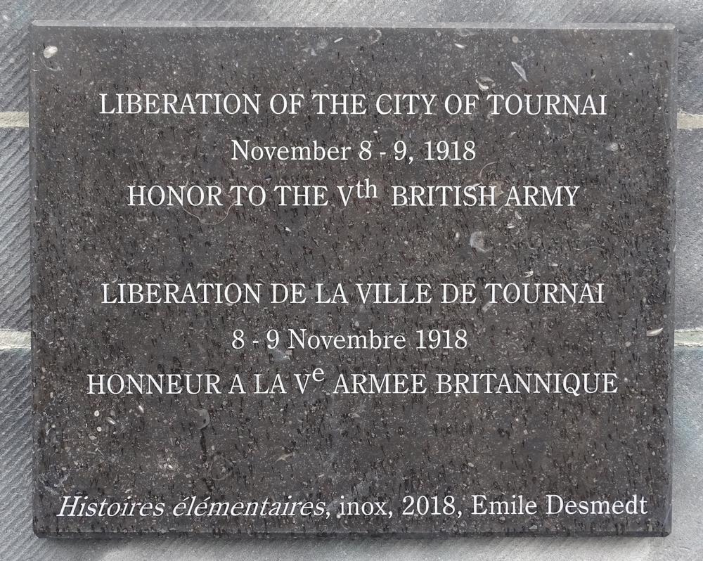 Memorial de la liberation pont de fer Tournai plaque