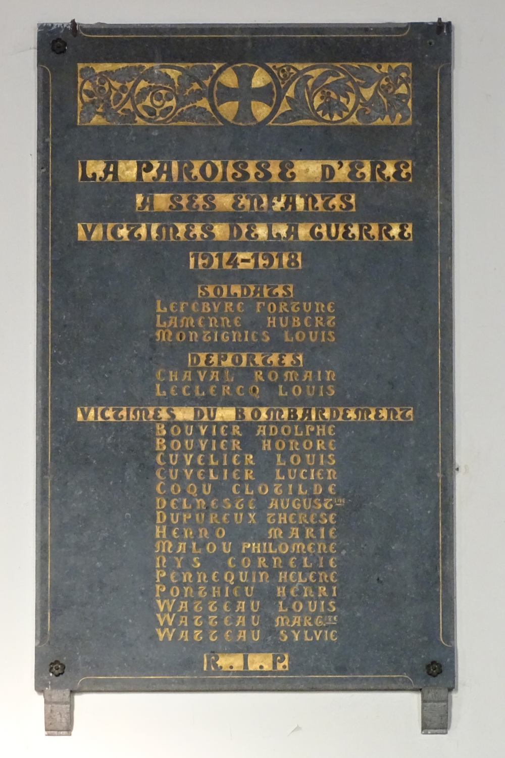 plaque commemorative 14 18 eglise ere