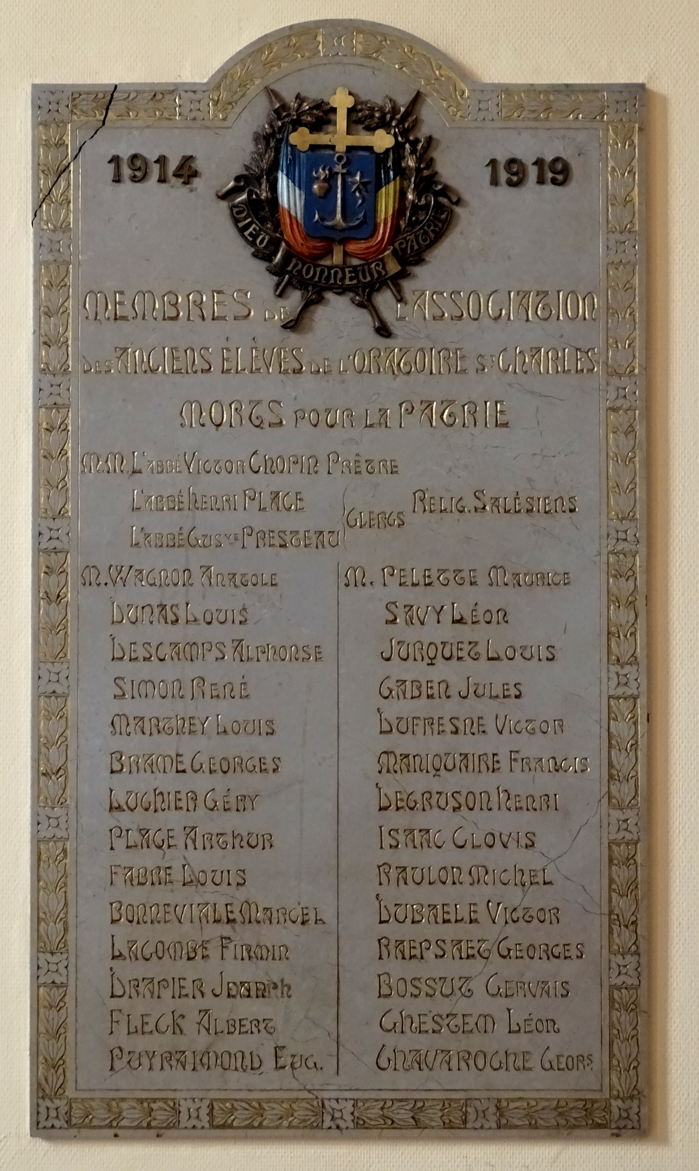 plaque commemorative don bosco tournai